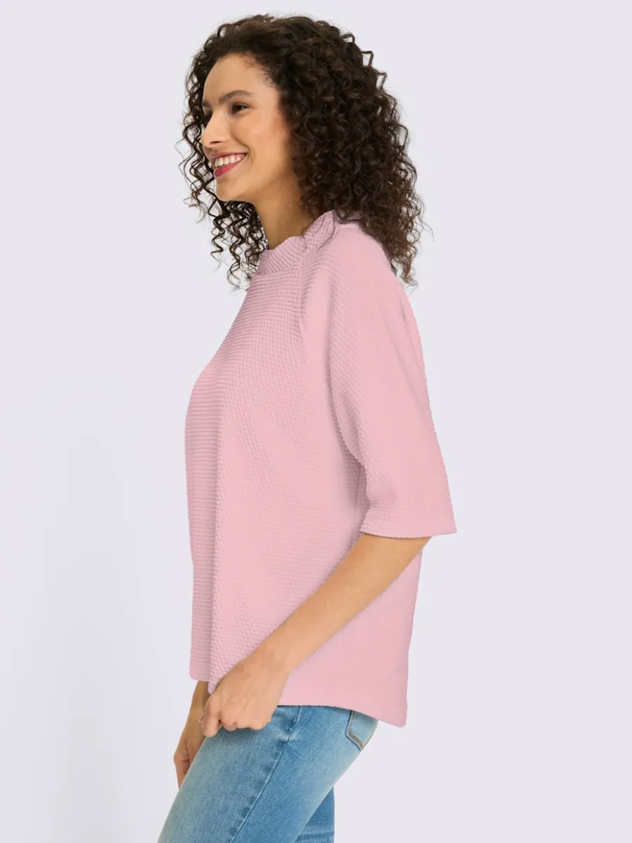 Sweatshirt léger à col montant avec manches mi-longues