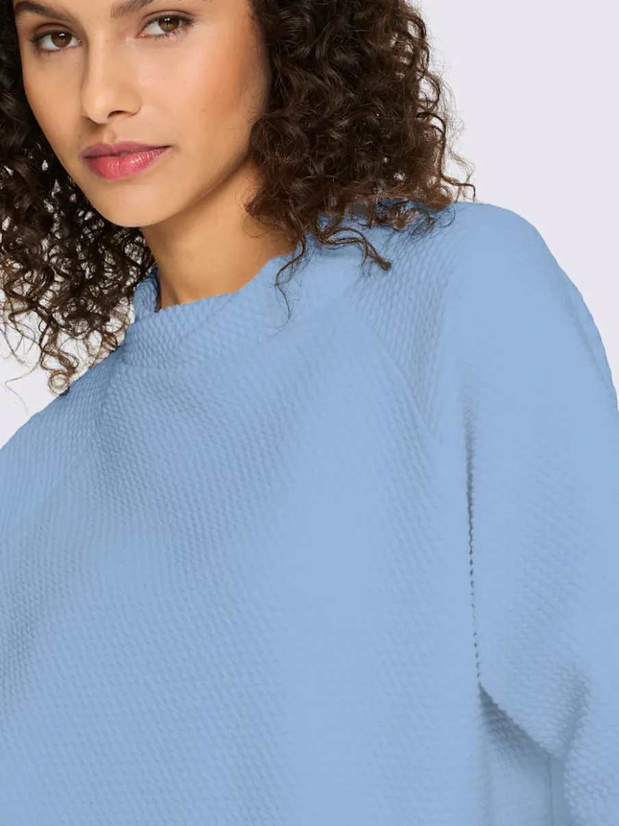 Sweatshirt léger à col montant avec manches mi-longues