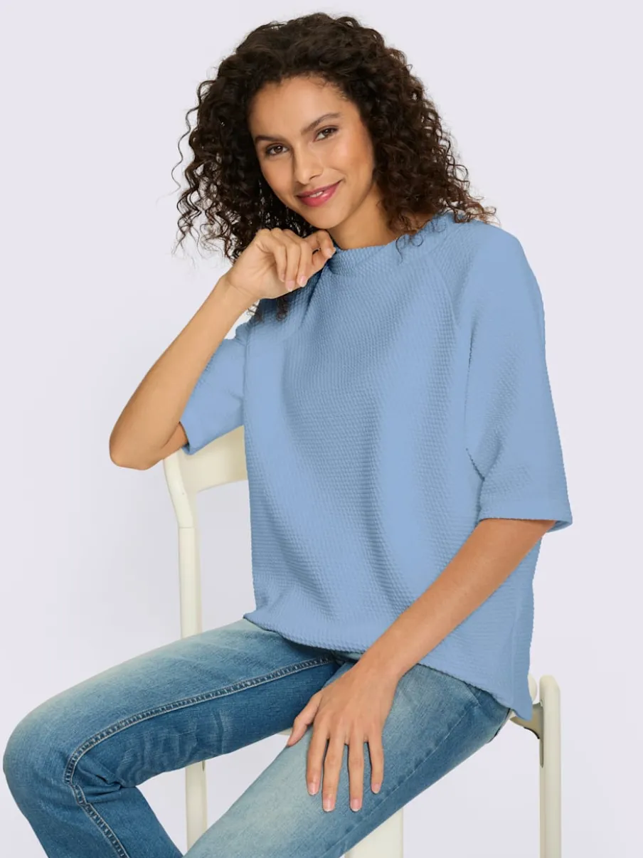 Sweatshirt léger à col montant avec manches mi-longues