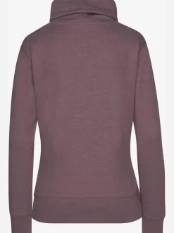 Sweatshirt long à col revers avec poche kangourou et logo cuivre