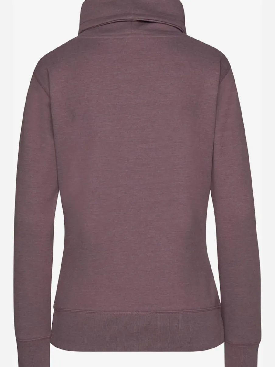 Sweatshirt long à col revers avec poche kangourou et logo cuivre