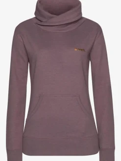 Sweatshirt long à col revers avec poche kangourou et logo cuivre