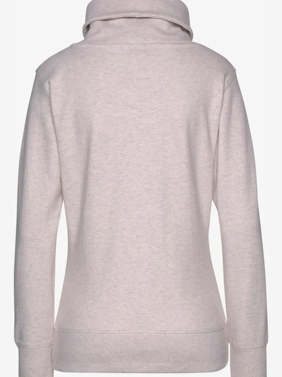 Sweatshirt long à col revers avec poche kangourou et logo cuivre