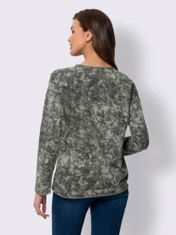 Sweatshirt manches longues encolure ronde avec surpiqûres