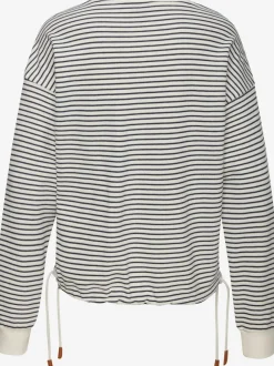 Sweatshirt rayé à encolure ronde et manches longues avec broderie