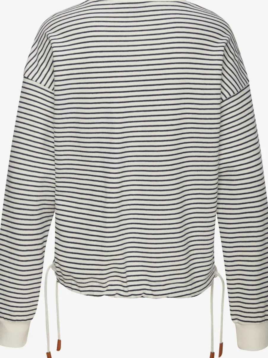 Sweatshirt rayé à encolure ronde et manches longues avec broderie