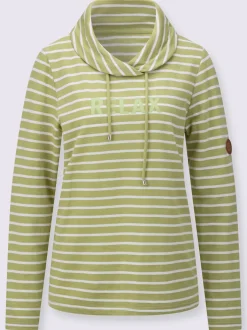 Sweatshirt à rayures avec col roulé et manches longues