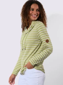 Sweatshirt à rayures avec col roulé et manches longues