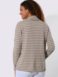 Sweatshirt à rayures avec col roulé et manches longues