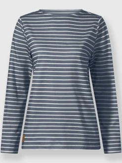 Sweatshirt à rayures en pur coton avec manches longues