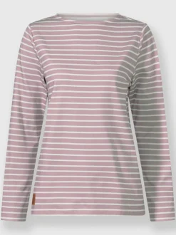 Sweatshirt à rayures en pur coton avec manches longues