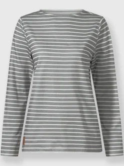 Sweatshirt à rayures en pur coton avec manches longues