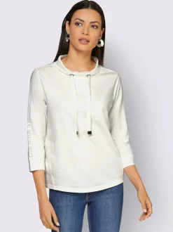 Sweatshirts avec col montant et manches trois quarts brillants
