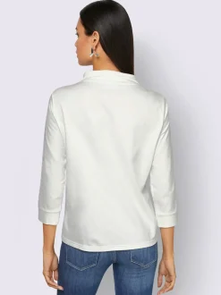 Sweatshirts avec col montant et manches trois quarts brillants