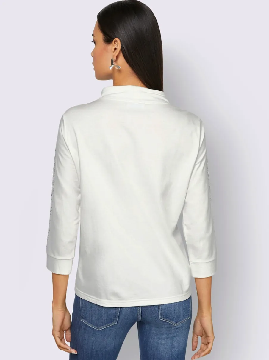 Sweatshirts avec col montant et manches trois quarts brillants
