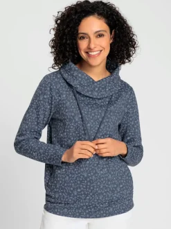 Sweatshirts avec col roulé et motif floral moelleux