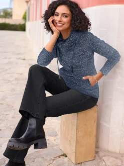 Sweatshirts avec col roulé et motif floral moelleux