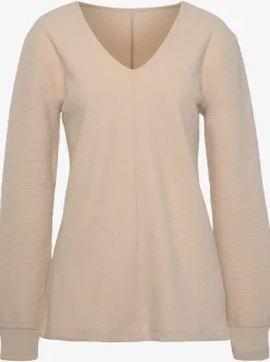 Sweatshirts avec encolure en V manches longues en coton