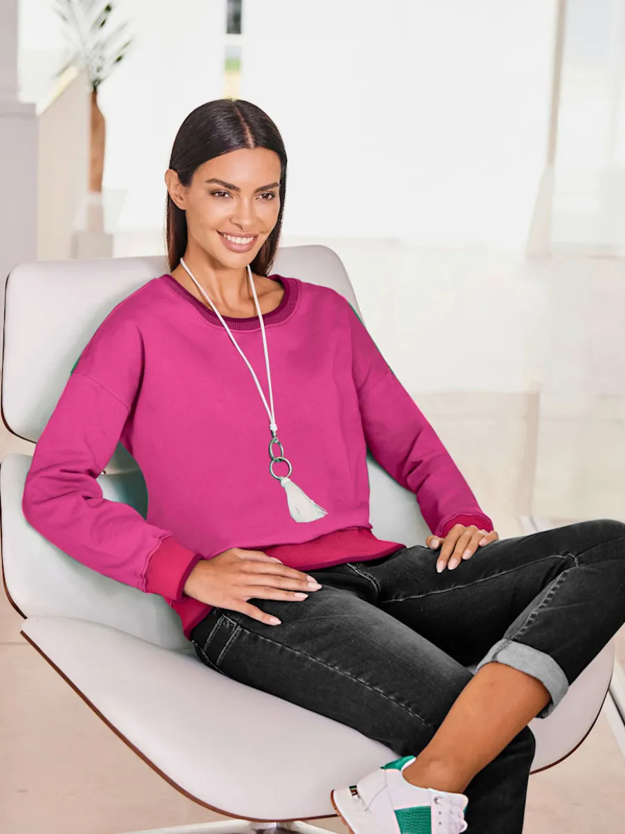 Sweatshirts avec mancherons décontractés et encolure ronde