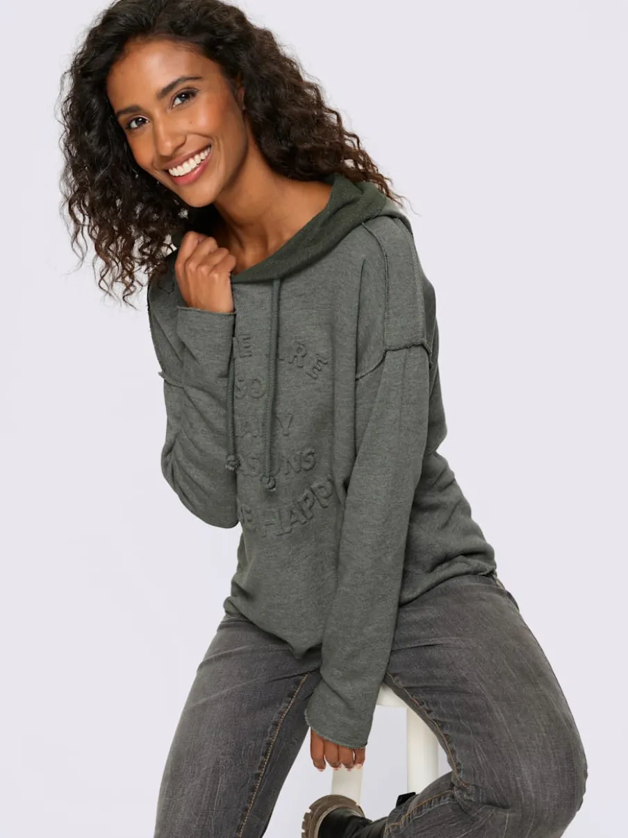 Sweatshirts à capuche avec lettres en relief coton