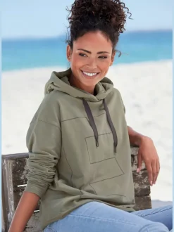 Sweatshirts à capuche avec logo imprimé et mancherons