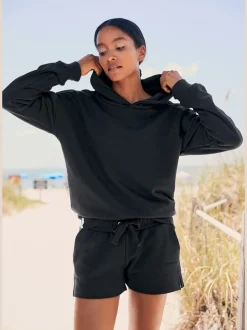 Sweatshirts à capuche avec mancherons et logo brodé