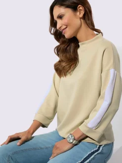 Sweatshirts à col corolle avec mancherons et rayures contrastées