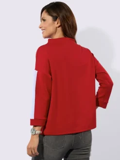Sweatshirts à col corolle avec mancherons et rayures contrastées