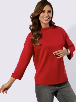 Sweatshirts à col corolle avec mancherons et rayures contrastées