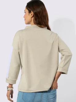 Sweatshirts à col corolle avec mancherons et rayures contrastées