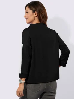 Sweatshirts à col corolle avec mancherons et rayures contrastées