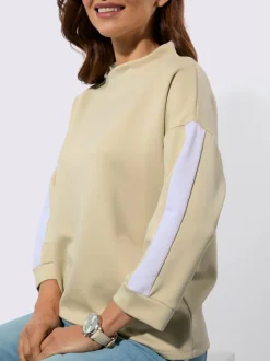 Sweatshirts à col corolle avec mancherons et rayures contrastées