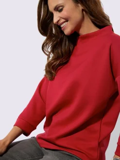 Sweatshirts à col corolle avec mancherons et rayures contrastées