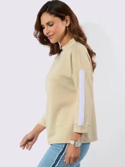 Sweatshirts à col corolle avec mancherons et rayures contrastées