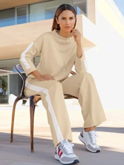 Sweatshirts à col corolle avec mancherons et rayures contrastées