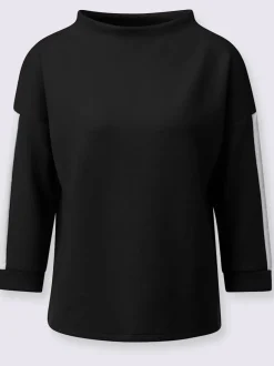 Sweatshirts à col corolle avec mancherons et rayures contrastées