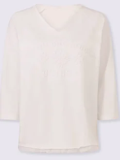 Sweatshirts à col en V et manches trois quarts