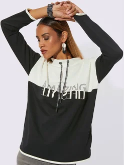 Sweatshirts à col montant avec inscriptions et détails brillants