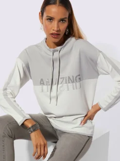 Sweatshirts à col montant avec inscriptions et détails brillants
