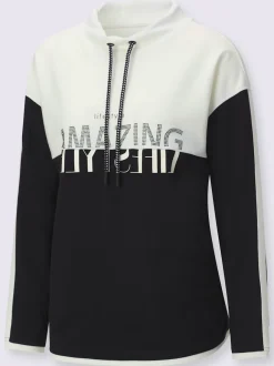 Sweatshirts à col montant avec inscriptions et détails brillants