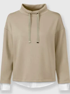 Sweatshirts à col montant avec cordons et mancherons décontractés
