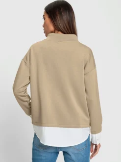 Sweatshirts à col montant avec cordons et mancherons décontractés