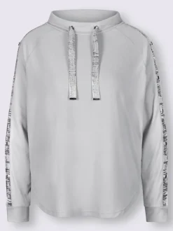 Sweatshirts à col montant avec imprimé contrastant sur manches