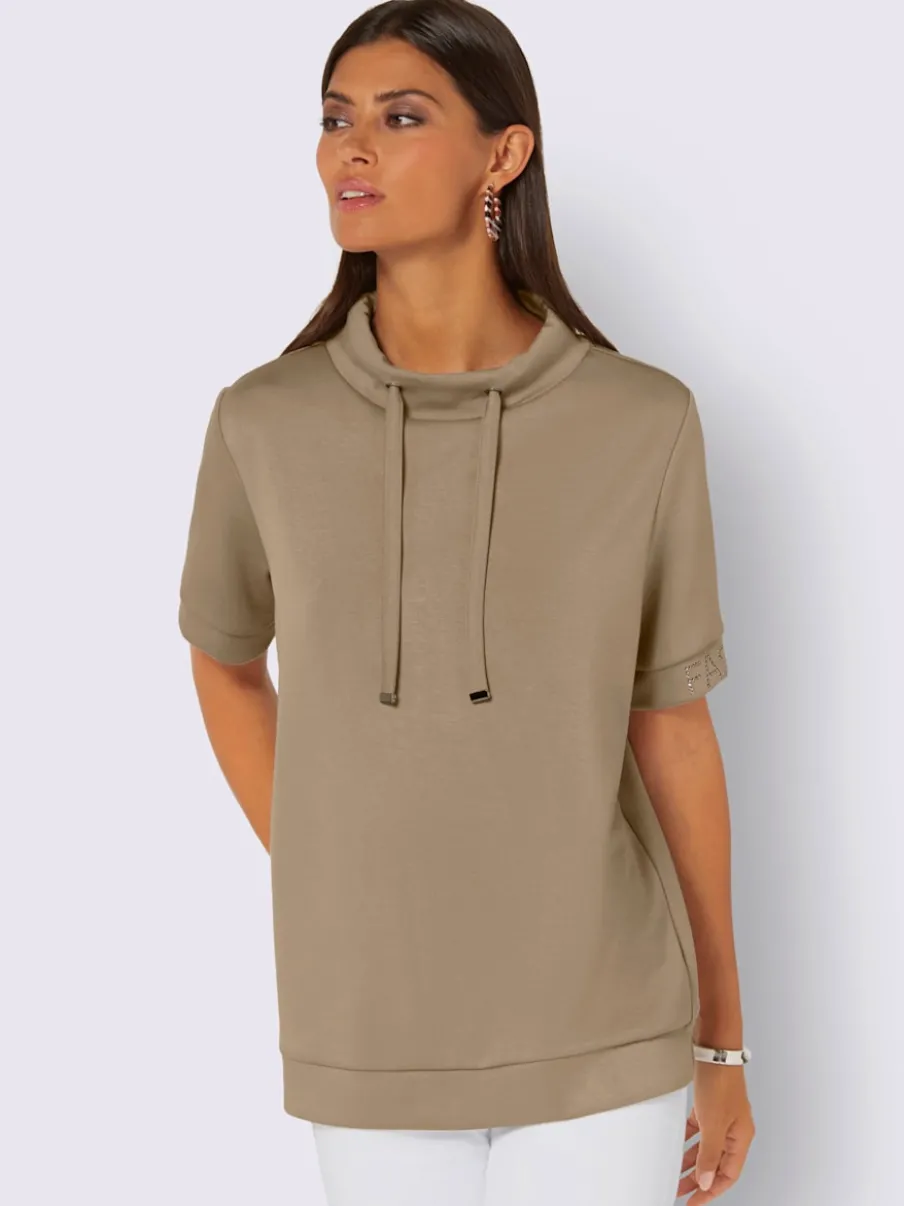 Sweatshirts à col montant avec cordon et fentes latérales