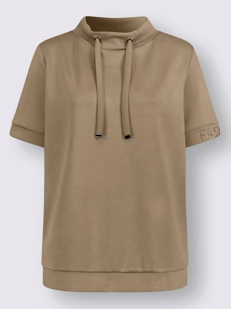Sweatshirts à col montant avec cordon et fentes latérales
