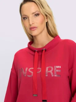 Sweatshirts col montant manches longues inscription argentée