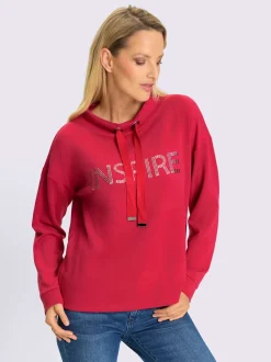 Sweatshirts col montant manches longues inscription argentée