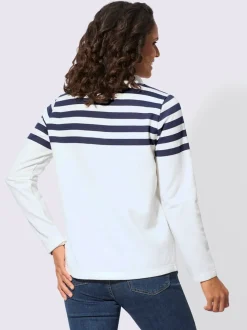 Sweatshirts à col montant rayés en coton doux