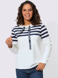 Sweatshirts à col montant rayés en coton doux