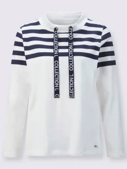 Sweatshirts à col montant rayés en coton doux